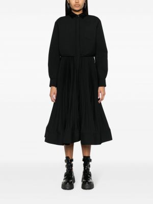 Plisované midi šaty Sacai černé
