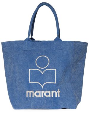 Памучни шопинг чанта Isabel Marant синьо