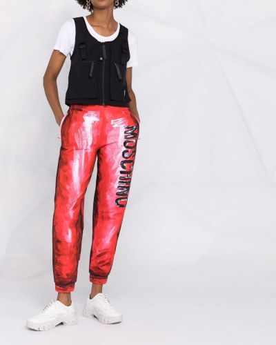 Pantalones de chándal con estampado con estampado abstracto Moschino rojo