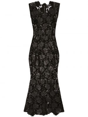 Rochie midi cu model floral din dantelă Dolce & Gabbana negru