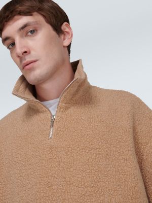 Kašmira vilnas džemperis ar augstu apkakli ar rāvējslēdzēju Loro Piana brūns