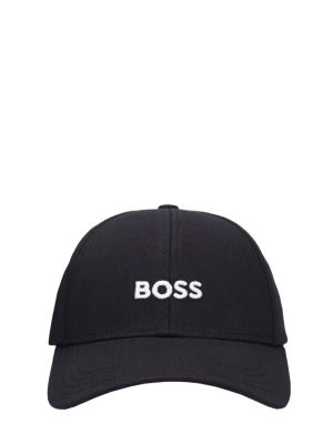 Памучна шапка Boss черно