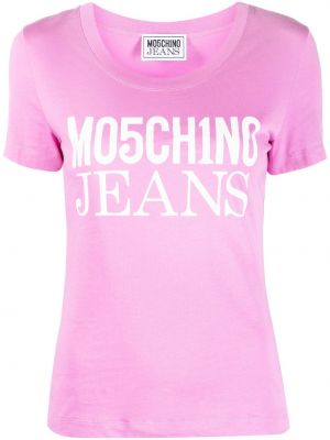 Pamut póló nyomtatás Moschino rózsaszín