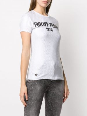 Slim fit tričko se cvočky Philipp Plein bílé