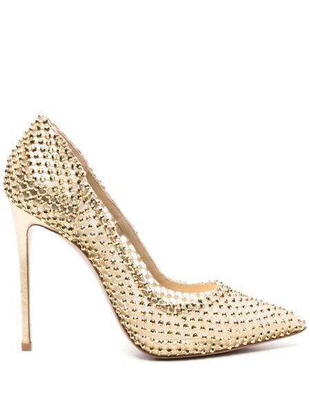 Pantofi cu toc de cristal Le Silla auriu