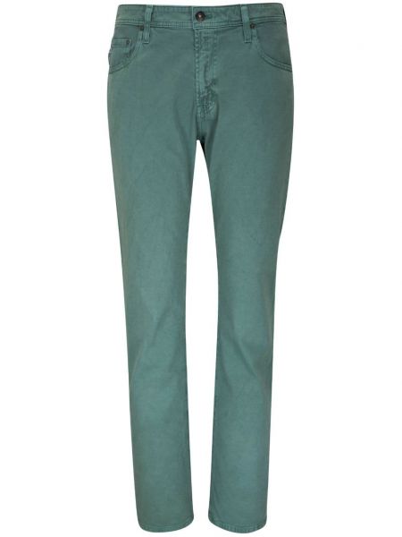 Medvilninės skinny fit džinsai slim fit Ag Jeans žalia