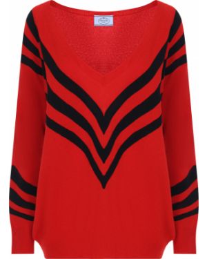 Шерстяной пуловер свободного кроя Prada, красный