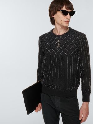 Volneni pulover iz moherja Saint Laurent črna