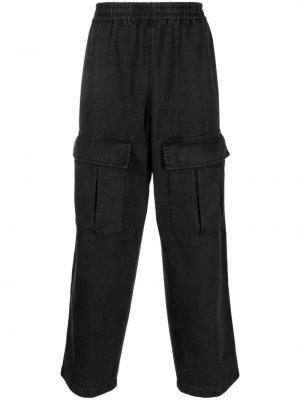 Памучни карго панталони бродирани Acne Studios черно