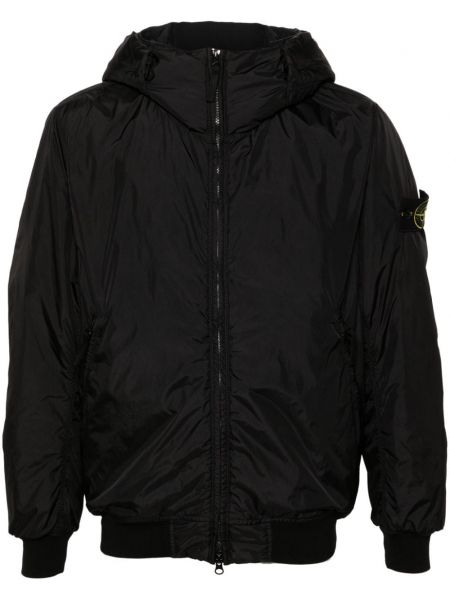 Kukuletalı kapitone ceket Stone Island siyah