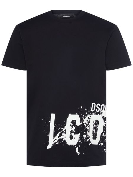 Camiseta de algodón Dsquared2 negro