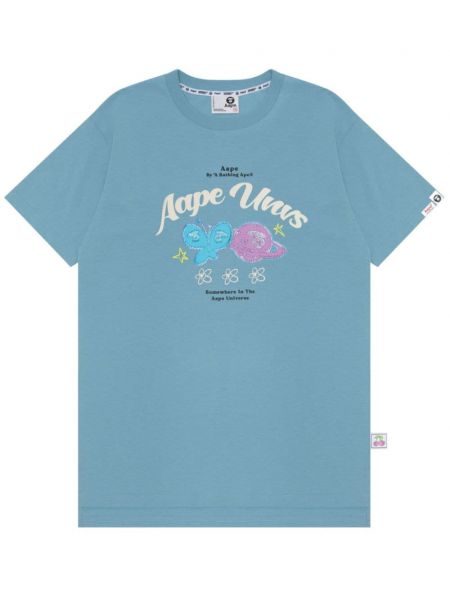 Bavlnené tričko s potlačou Aape By *a Bathing Ape® modrá