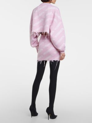 Vlněný svetr s oděrkami Vetements růžový