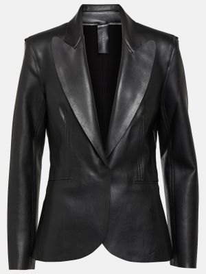 Кожаный пиджак из искусственной кожи Norma Kamali черный