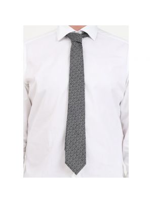 Jedwabny krawat w abstrakcyjne wzory Lanvin szary