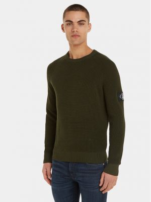 Priliehavý sveter Calvin Klein Jeans zelená
