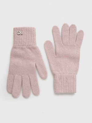 Вълнени ръкавици Calvin Klein розово