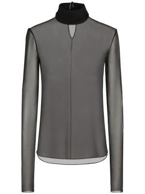 Прозрачна копринена риза Saint Laurent черно