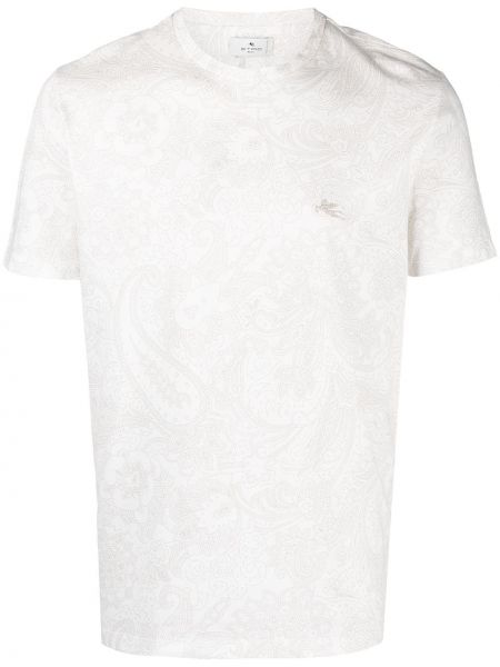 Camiseta de cachemir con estampado con estampado de cachemira Etro blanco