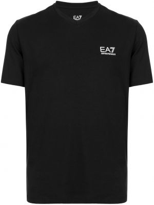 T-krekls ar izšuvumiem Ea7 Emporio Armani melns