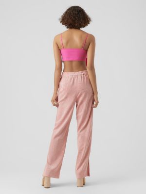 Pantaloni largi Vero Moda Collab roz