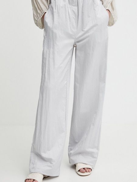 Szare proste spodnie z wysoką talią Calvin Klein Jeans