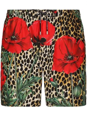 Kratke hlače s cvjetnim printom s printom s leopard uzorkom Dolce & Gabbana crna