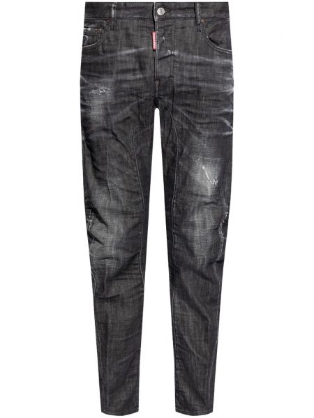 Rastezljive traperice s izlizanim efektom slim fit Dsquared2 crna