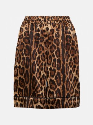 Леопардовая шелковая юбка мини с принтом Dolce&gabbana коричневая