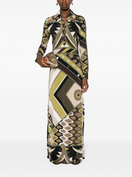 Sukienka długa z nadrukiem w abstrakcyjne wzory Pucci