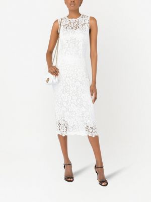 Vestido midi de flores de encaje Dolce & Gabbana blanco