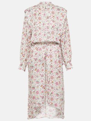 Midi obleka s cvetličnim vzorcem Isabel Marant bež