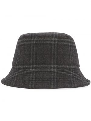 Карирана шапка с принт Burberry сиво
