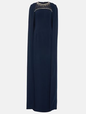 Vestido largo de crepé Jenny Packham azul