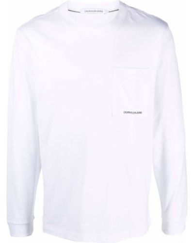 Camiseta de manga larga manga larga Calvin Klein Jeans blanco