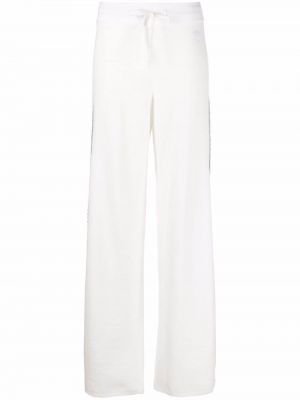 Pletené pruhované rovné kalhoty Tommy Hilfiger bílé