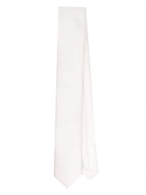 Hodvábna kravata s výšivkou Dolce & Gabbana biela