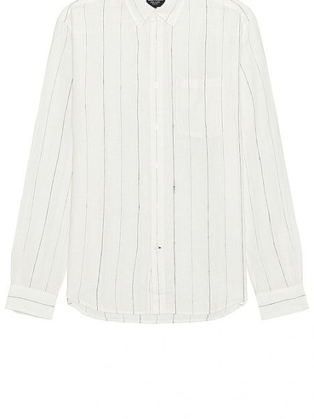 Camicia di lino a righe a maniche lunghe Club Monaco bianco