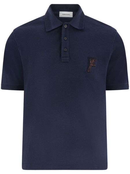 Siuvinėta polo marškinėliai Ferragamo mėlyna