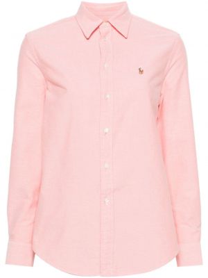 Bombažna bombažna srajca z vezenjem Polo Ralph Lauren vijolična
