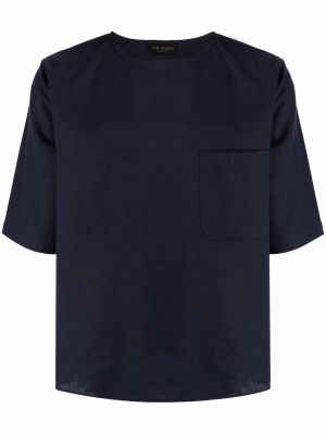 Ленена тениска Dell'oglio синьо