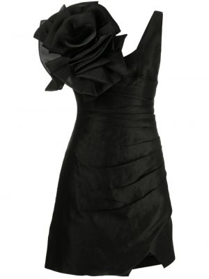 Памучна коктейлна рокля на цветя Aje черно