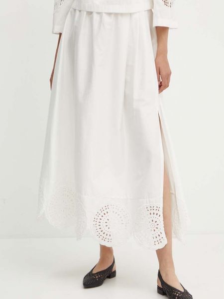 Długa spódnica bawełniana Sisley biała