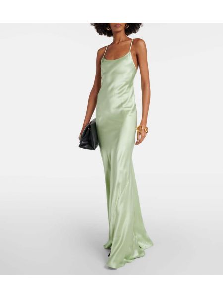 Σατέν μάξι φόρεμα Victoria Beckham πράσινο