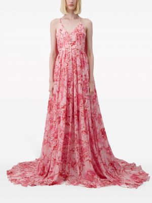Sukienka wieczorowa w kwiatki z nadrukiem Giambattista Valli różowa