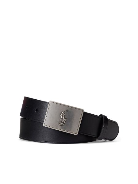 Cinturón de cuero con hebilla Polo Ralph Lauren negro