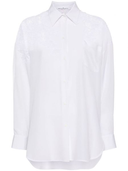 Svilena košulja s cvjetnim printom s čipkom Ermanno Scervino bijela