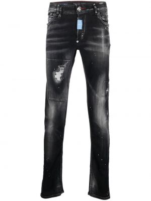 Nødlidende skinny jeans Philipp Plein svart