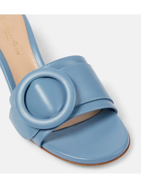 Papuci tip mules din piele Gianvito Rossi albastru