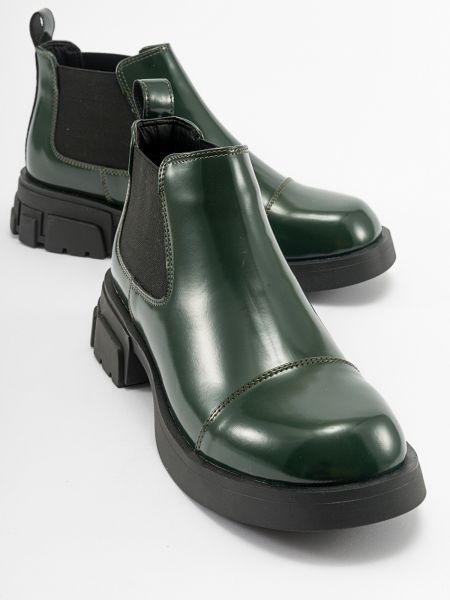 Lakované kožené členkové topánky Luvishoes zelená